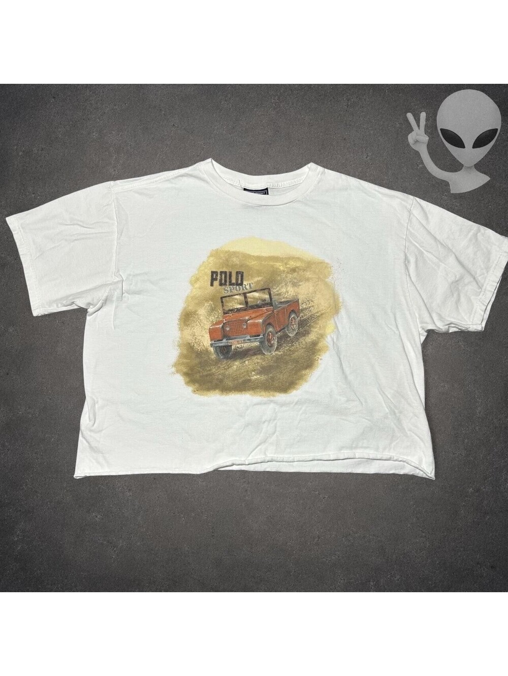 Vintage Polo Sport Ralph Lauren Jeep Safari T-Shirt White Mens US L Cropped